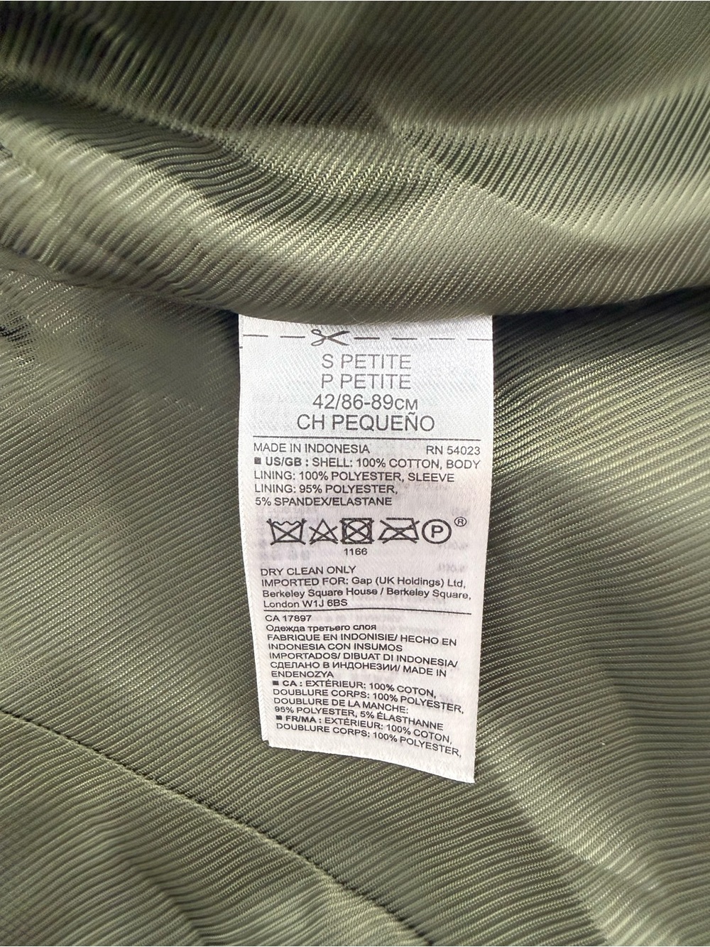 Banana Republic Petite Small Olive Green Double-Breasted Military Peacoat Jacket - Picture 10 of 10